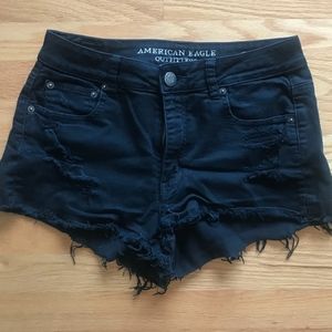 Black Hi Rise Festival American Eagle Jean Shorts